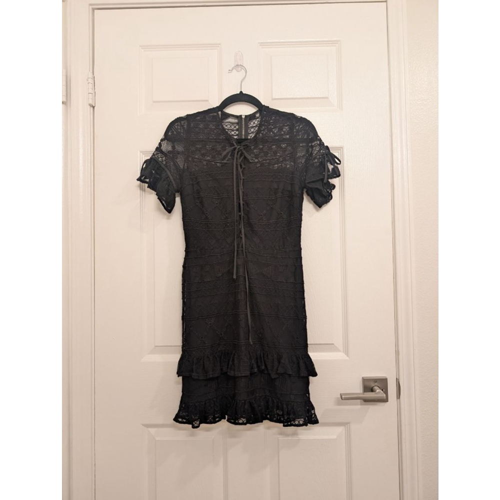 Parker mini lace dress ruffle short sleeve feminine Chic Classic dainty witchy M - Picture 2 of 9